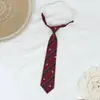 Corbata de Lazo Perezoso Rayada Roja y Dorada, No Necesita Atarse, Corbata Estilo Uniforme Escolar Japonés para Mujeres, Foto de Graduación, Corbata de Uniforme Académico Marrón para Hombre