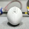 Balones de fútbol americano blancos de PU en stock, tallas 3, 6, 9, cosidos a máquina, para entrenamiento y competición infantil, color sólido, venta al por mayor transfronteriza