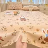 Lençol de Cama de Tecido Grosso Acolchoado de Algodão Desenho Animado Peça Única para Todas as Estações, Conjunto de Três Peças de Fronha e Capa de Edredom 100% Algodão para Dormitório Estudantil