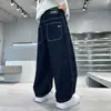 Calça de Outono para Meninos 2026 Novo Modelo para Crianças Maiores, Roupa de Outono para Meninos com Caimento Solto para Primavera e Outono, Jeans de Barra Reta para Crianças Tendência