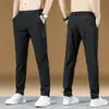 Calça Social Casual Masculina de Seda Gelada, Corte Reto Solto, Estilo Coreano, Slim, Tendência, Calça Social Masculina de Verão Fina, Novo Modelo