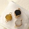 Exquisito capullo de ágata redonda de cristal natural, conector chapado en oro, accesorios de joyería hechos a mano para bricolaje, venta al por mayor