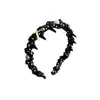 Faixa de Cabelo de Verão para Meninas com Bolhas de Organza e Pérolas Onduladas Acabamento de Dente High-end Bucker Head Faixa de Cabelo com Temperamento para Cabelos Curtos