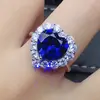 Nuevo Modelo de Runxin con Anillo y Colgante en Forma de Corazón con Piedra Azul, Set Ajustable Simple y Moderno, Venta al por Mayor desde el Fabricante