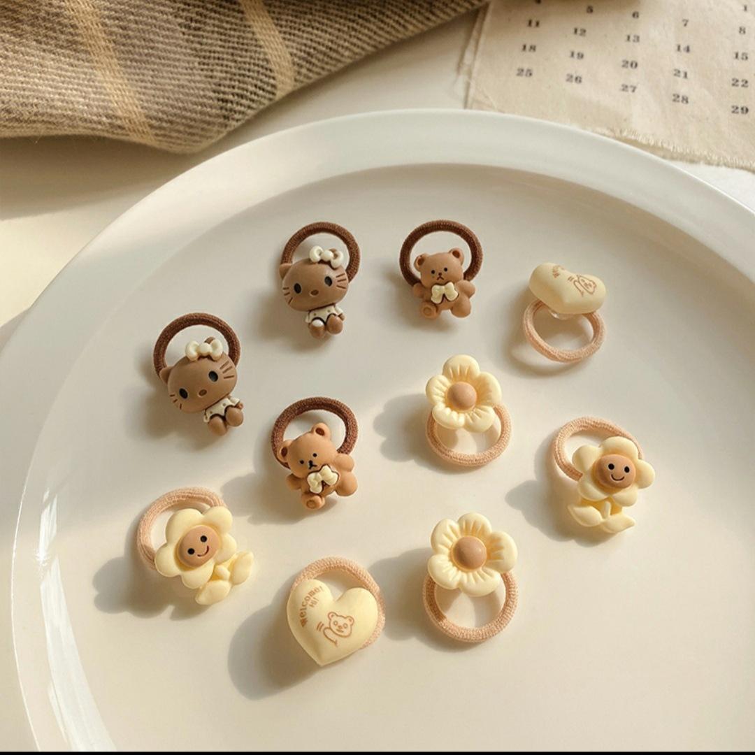 10件套~咖色儿童皮筋