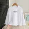 Camiseta Base Branca de Algodão Puro para Meninos Estilo Novo Moletom de Outono para Crianças e Bebês Roupa de Outono