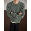 Suéter de tricô oversized masculino, outono e inverno, gola redonda, caimento solto, estilo pullover, com costura contrastante, versátil, retrô e adequado para casais
