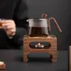 Estufa Cuadrada Calentador de Té de Madera de Nogal, Estufa para Té de Flores Calentada con Vela, Estufa para Calentar y Tostar Té, Estufa de Té para la Salud del Hogar