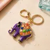 Llavero de aleación de zinc con elefante de cuenta de colores que gotea aceite, amuleto de elefantito auspicioso, decoración para bolso, regalo, al por mayor en stock