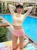 Atacado Maiô Feminino Estilo Coreano Dongdaemun Dividido Manga Longa Respirável Proteção Solar Emagrecedor Slim Maiô Deusa De Férias Na Praia