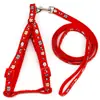 Correa para perro con estampado de dibujos animados de 1 cm de ancho, collar con campana para perro pequeño, arnés personalizado para gato, traje anti-pérdida