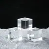 Adorno de Cubo de Cristal Transparente Blanco en Blanco Sólido de Vidrio Artesanía Puede Grabar Palabras Dentro Personalizar LOGOTIPO Al Por Mayor