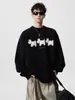 Ropa de punto bordada de dibujos animados de High Street para hombre, nueva para Otoño e Invierno, casual americano, de punto con cuello redondo, holgada y versátil, tops para pareja