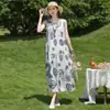 Vestido Algodón Seda Mujer Nueva Mamá Chaleco Sin Mangas Elegante Alta Gama Exquisito Verano Vacaciones Marinas Playa Vestido Largo
