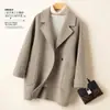 Casaco de Lã Dupla Face para Mulheres, Estilo Curto, Moderno para Figuras Baixas, Nova Versão Coreana 2026, Jaqueta de Lã Estilo Blazer Preta