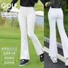 Calça Longa Feminina de Golfe Estilo Coreano Cintura Alta Flare com Renda Elástica Emagrecedora Calça Longa Top Feminino