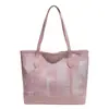 Bolsa de ombro tote feminina de grande capacidade, cor sólida, nova coleção de verão 2026, estilo vintage casual, para estudantes universitários, para ir para a aula