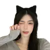 Linda Diadema para Lavado de Cara para Mujer, Orejas de Gato de Felpa, Adelgazante Facial, Reductora de Edad, Diadema para Otoño e Invierno, Pinza para el Cabello de Gatito Negro