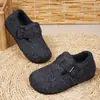 Venta Caliente Transfronteriza Otoño/Invierno Completamente Cubiertos Zapatos de Algodón Birkenstock para Mujer Hebilla Metálica Felpa Talla Grande Cálidos Suela Plana Suave Suministro Directo de Fábrica