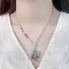 Colar Borboleta Colorida Dançante masculino e feminino estilo étnico chinês artesanato azul corrente de suéter joia