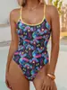 Traje de Baño de Comercio Exterior, Bikini Estampado Femenino con Espalda Descubierta y Tirantes, Traje de Baño Huludao, Traje de Baño de una Pieza Transfronterizo Europeo y Americano