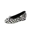 2026 Primavera Novo Estilo Aumento de Altura 3cm~Retrô Crina de Cavalo Estampa de Leopardo Bolinhas Bico Redondo Laço Boca Rasa Sapatos de Salto Único Feminino