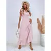 Ropa de mujer europea y americana 2023 primavera y verano Nuevo Amazon transfronterizo vestido de cuello en V cintura ajustada vestido elegante con volantes mujer