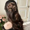 Pinza Negra de Satín con Lazo para Cola de Caballo, Pinza para Volumen del Cabello con Etiqueta Dorada de Lujo Ligero, Pinza para el Cabello de Viajero de Alta Gama y Exquisita