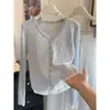 Suave suéter de punto calado con manga larga para mujer, nuevo estilo de verano, fino y ligero, con ribete de encaje, corte holgado, prenda exterior versátil