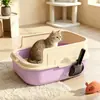 Caixa de areia para gatos semi-fechada extra grande, removível, tamanho super grande, bandeja de areia para gatos anti-respingo e à prova de odores, vaso sanitário para gatos, disponível para compra em atacado