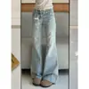 Jeans acampanados sexys de estilo americano para mujer, con ribete de encaje, tiro bajo, adelgazantes, no ajustados, pantalones largos de campana, modernos para primavera y otoño