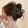 Pasador de Pelo Fresco Azul Tridimensional de Cinco Pétalos, de Alta Gama y Versátil, Pinza de Tiburón para el Accesorios del Cabello para la Parte Trasera de la Cabeza