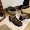 Botas de media pantorrilla tacón grueso que aumenta la altura Botas Martin Botas de montar para mujer 2026 otoño nueva llegada hebilla versátil Vaquero occidental
