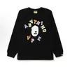 Suministro transfronterizo, venta al por mayor de comercio exterior, camiseta de manga larga de marca de moda BAPE con cabeza de mono, top pesado de tiburón, camiseta interior