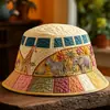 Sitio Web Independiente Transfronterizo Nuevo Modelo Coche de Viaje Patrón Bordado Acolchado Estampado Unisex Sombrero de Pescador Arcoíris Sombrero de Sol