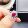 Anillo de Rubí Natural Popular al por Mayor de Fábrica Plata S925 Incrustado Piedra Principal 4*6 Joyería de Lujo Venta Directa de Fábrica
