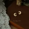Versión Mini de Pendientes Pequeños de Luna y Estrella con Circonitas Microincrustadas, Lindos, Frescos y Sencillos para el Viaje Diario, Fabricados en Fábrica