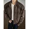 Jaqueta Masculina de Couro PU Tie-Dye Patchwork Desconstruído Americano Outono Peso Pesado Casual Gola Alta Roupa Exterior Tendência Canalha Cool Top de Couro