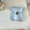 Conjunto de Camiseta Dulce para Niñas 2026 Nuevo Estilo Coreano Ropa Linda de Verano para Bebé Pantalones Rectos Conjunto de Dos Piezas
