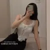 Camisola Puro Desejo Feminina Verão Chic Francês Renda Bonita Top Curto Doce Garota Quente Sem Mangas para Roupa Externa