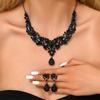 Conjunto de tres piezas de joyería transfronteriza de estilo europeo y americano, con pendientes, collar y pulsera de diamantes de imitación de aleación retro exagerados de alta calidad que combinan con todo.