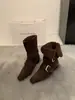 Hebilla de Cinturón Retro Punta Cuadrada Forro de Felpa Tacón Grueso Botas Chelsea Plegables de Dos Usos Cálidas Botas de Nieve de Piel Botines