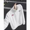 Chaqueta estilo americano con cuello mao y bordado de logo, Sudadera cárdigan corta de otoño para hombre estilo inglés, Chaqueta retro de corte limpio