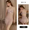 Conjunto de Lingerie Sexy Gueru Flor Coração Doce Renda com Meia-calça Decote Profundo Costas Abertas Camisola Roupão 7336