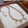 Collar de Piedras Naturales de Colores Hecho a Mano con Cuentas, Diseño de Nicho, Cadena para Clavícula de Acero de Titanio que No se Desvanece, Pulsera con Colgante de Estrella