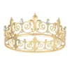 Coroa Redonda de Cristal Europeia e Americana Transfronteiriça Bola Coroa de Príncipe Tiara Coroa Festa Aniversário Par Decoração Pronta Venda Direta de Fábrica