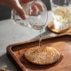 Tapete Isolante Térmico de Rattan Feito à Mão Tapete de Mesa de Jantar Tapete Redondo Anti-queimadura para Tigela Tapete para Prato de Legumes Acessórios para Conjunto de Chá Tapete de Chá Porta-copos Pires