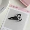 Pinza para el pelo con lazo de gato en polvo plateado de alta gama, simple, a la moda, versátil, pinza de pico de pato, pinza para el pelo de niña, accesorios para el pelo