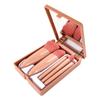 Diario de Maquillaje Rojo Paquete de Cinco Caja con Espejo Set de Brochas Cosméticas Caja con Espejo Brocha Multifuncional para Polvo Brocha para Rubor Brocha para Base Brocha para Sombra de Ojos
