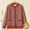 Novas blusas de primavera e outono para pessoas de meia-idade e idosas, blusa casual estampada da vovó, jaqueta cardigã de inverno da mamãe